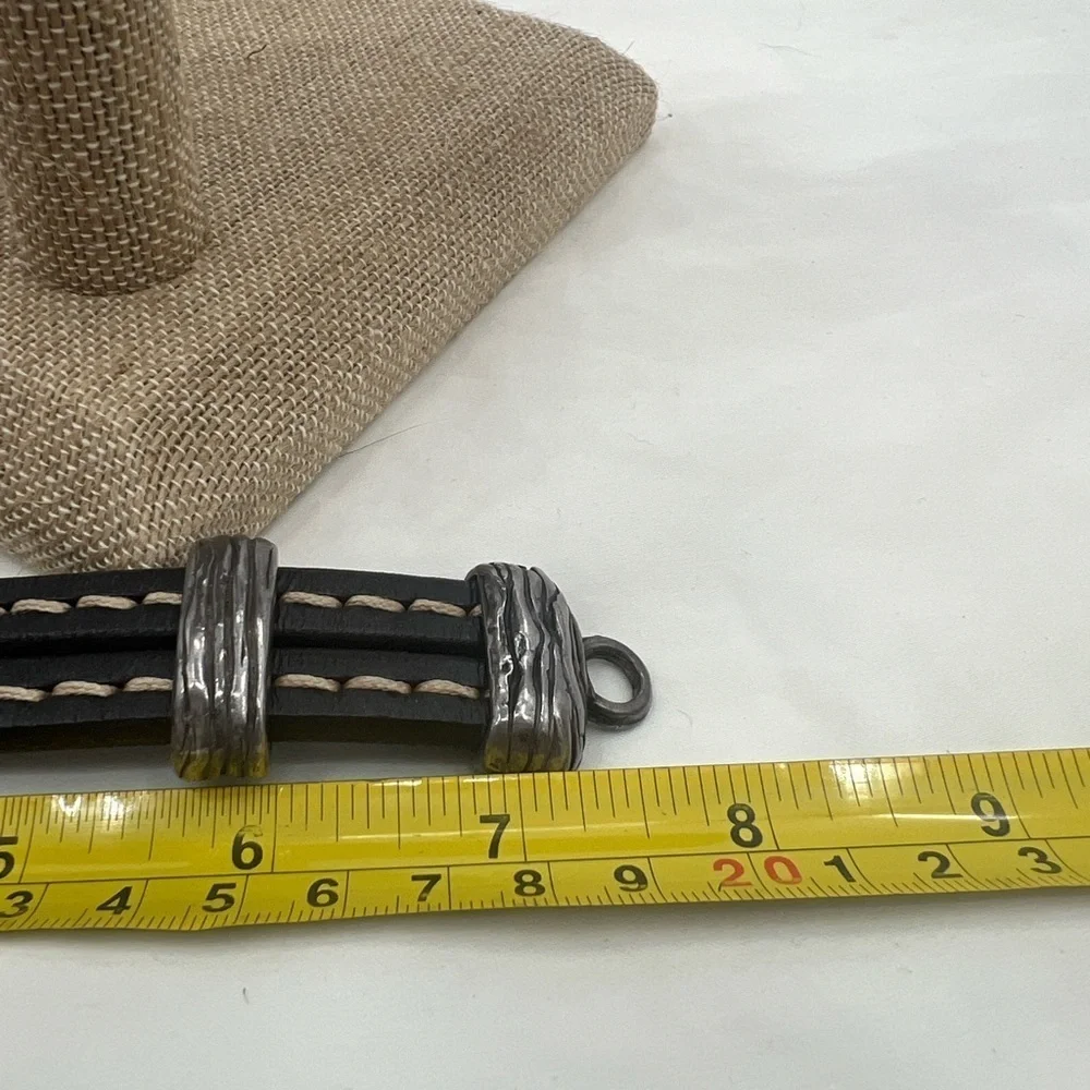 Black double stranded leather bracelet
